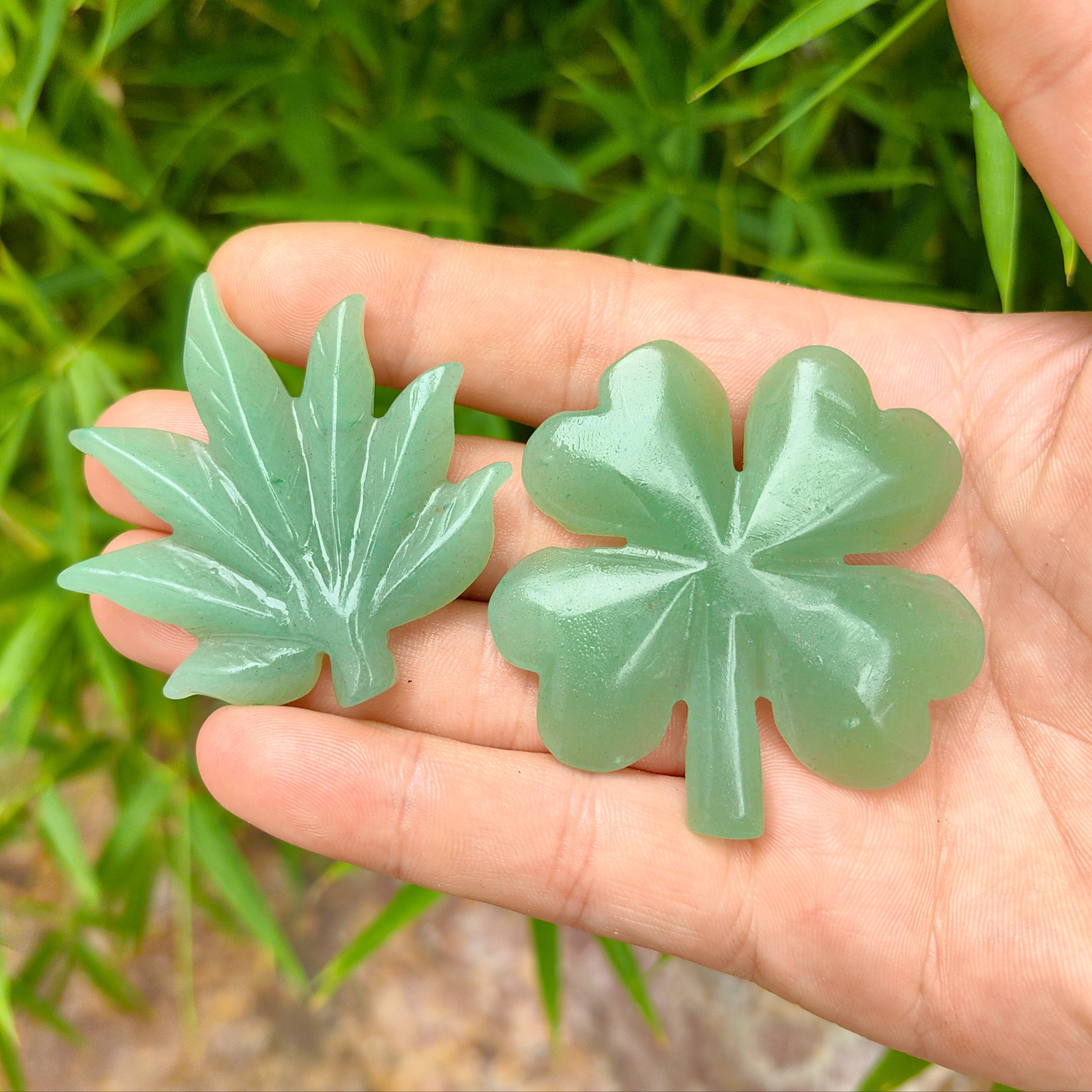 Natural Stone Green Jade Leaf Shape Stone Crafts Carving - Temu