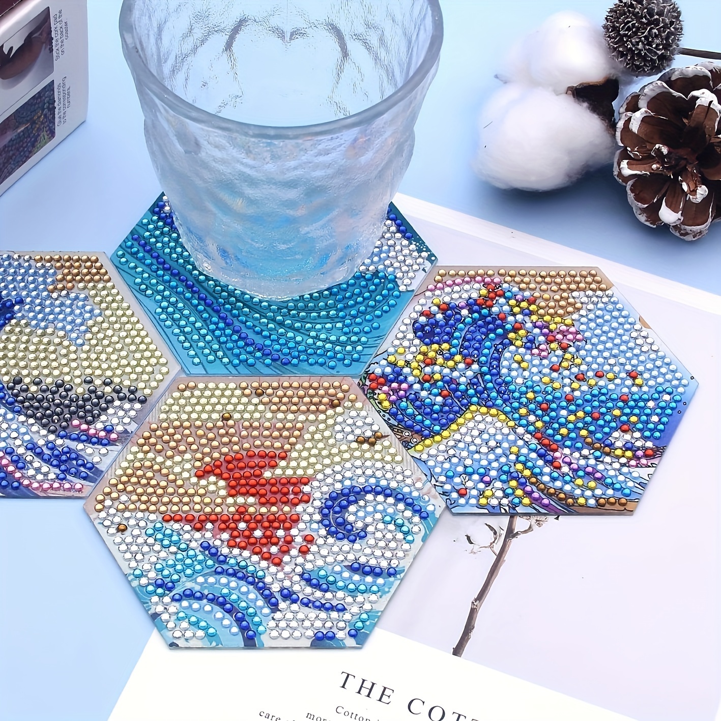 8Pcs DIY Marine Diamond Painting Coasters Drinks Art Kits for