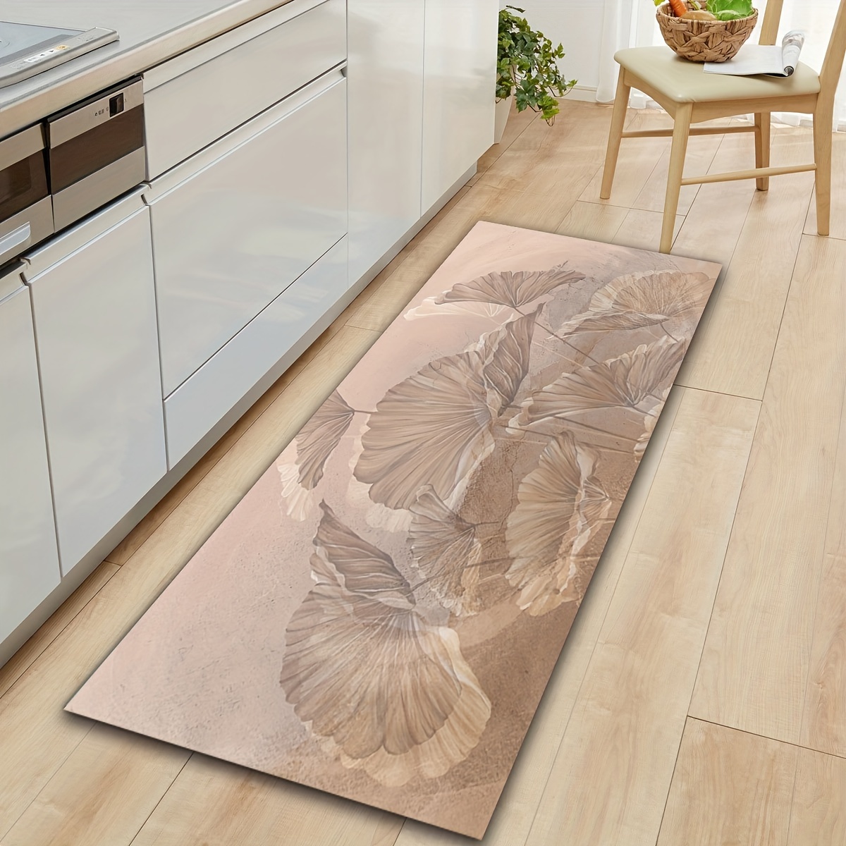 Leaves Pattern Kitchen Carpet Waterproof Oilproof Home Entrance