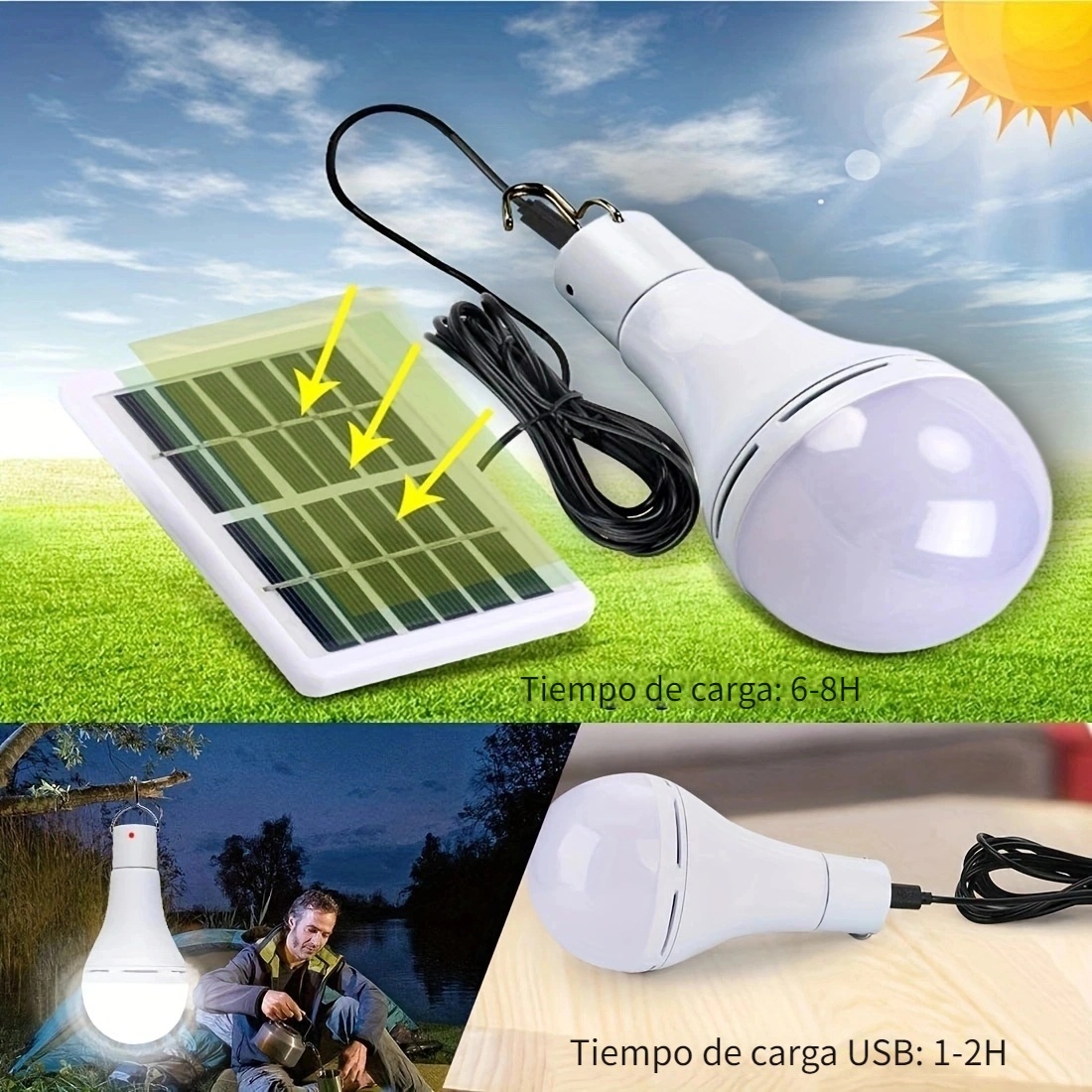 Bombilla Luz Solar Led 1 Pieza Bombilla Luz Exterior Control - Temu Chile