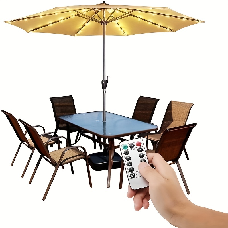 

1pc Patio Umbrella Lights, Cordless Outdoor Lighting With Remote Control 8 Brightness Mode Led Umbrella Patio Light, Wireless Battery Operated For Patio Backyard Umbrella Eid Mubarak Decor