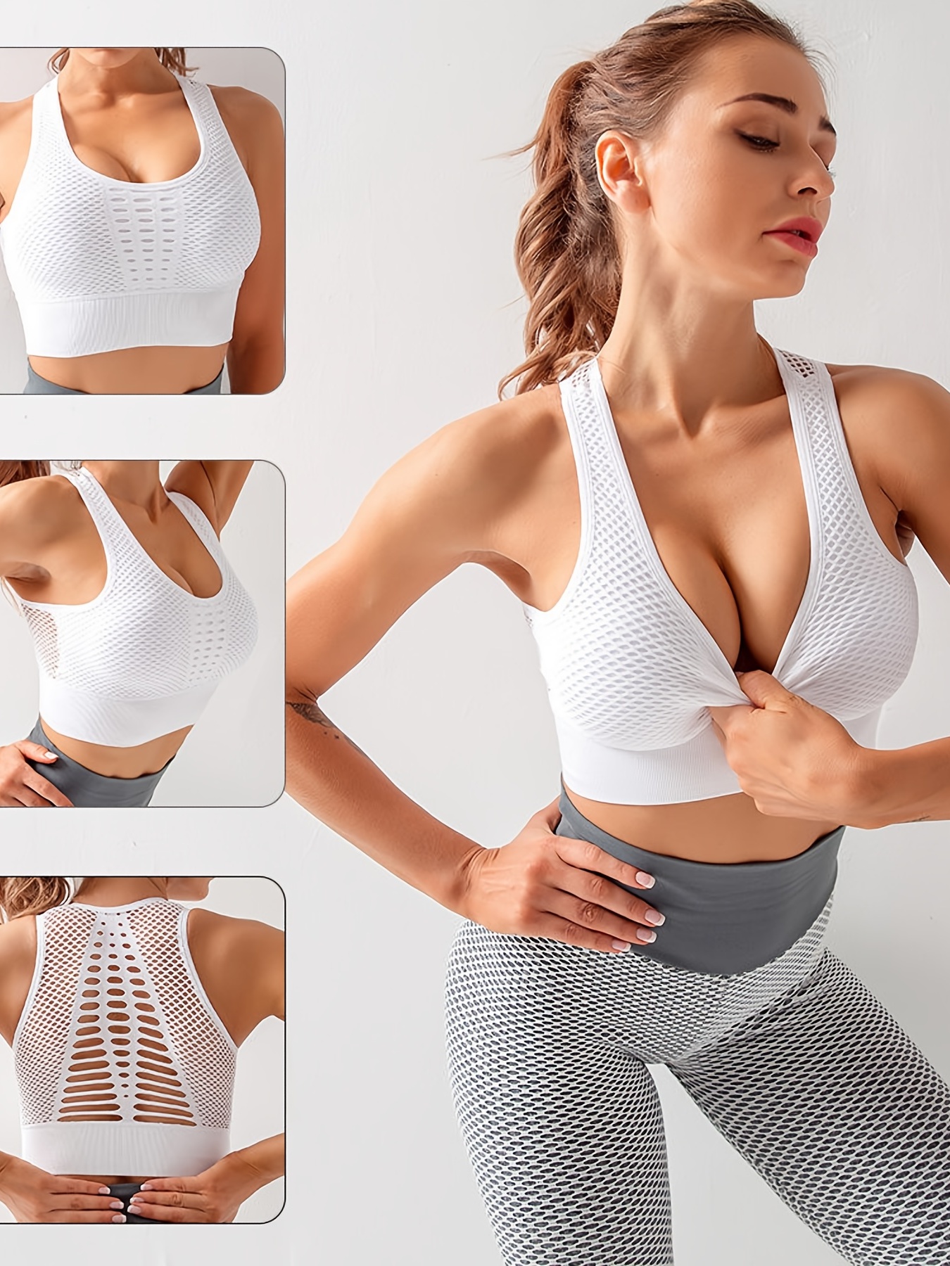 Comfortable Solid Color Workout Sets Breathable Stretchy - Temu