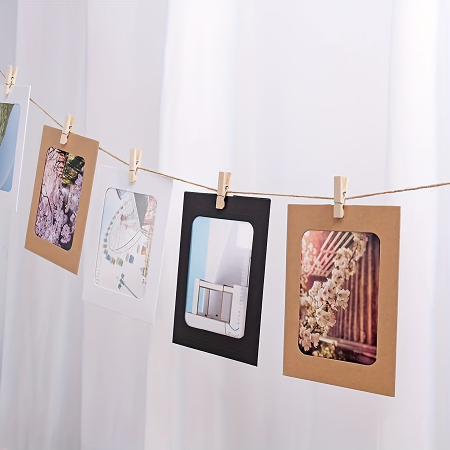 Paper Picture Frames 4x6 DIY Photo Frames with 30 Clips 3 Ropes