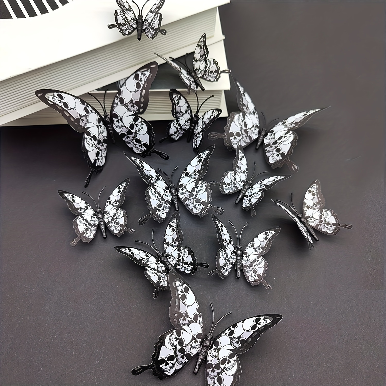 Black White Skull Butterfly Stickers Halloween 3d Butterfly - Temu