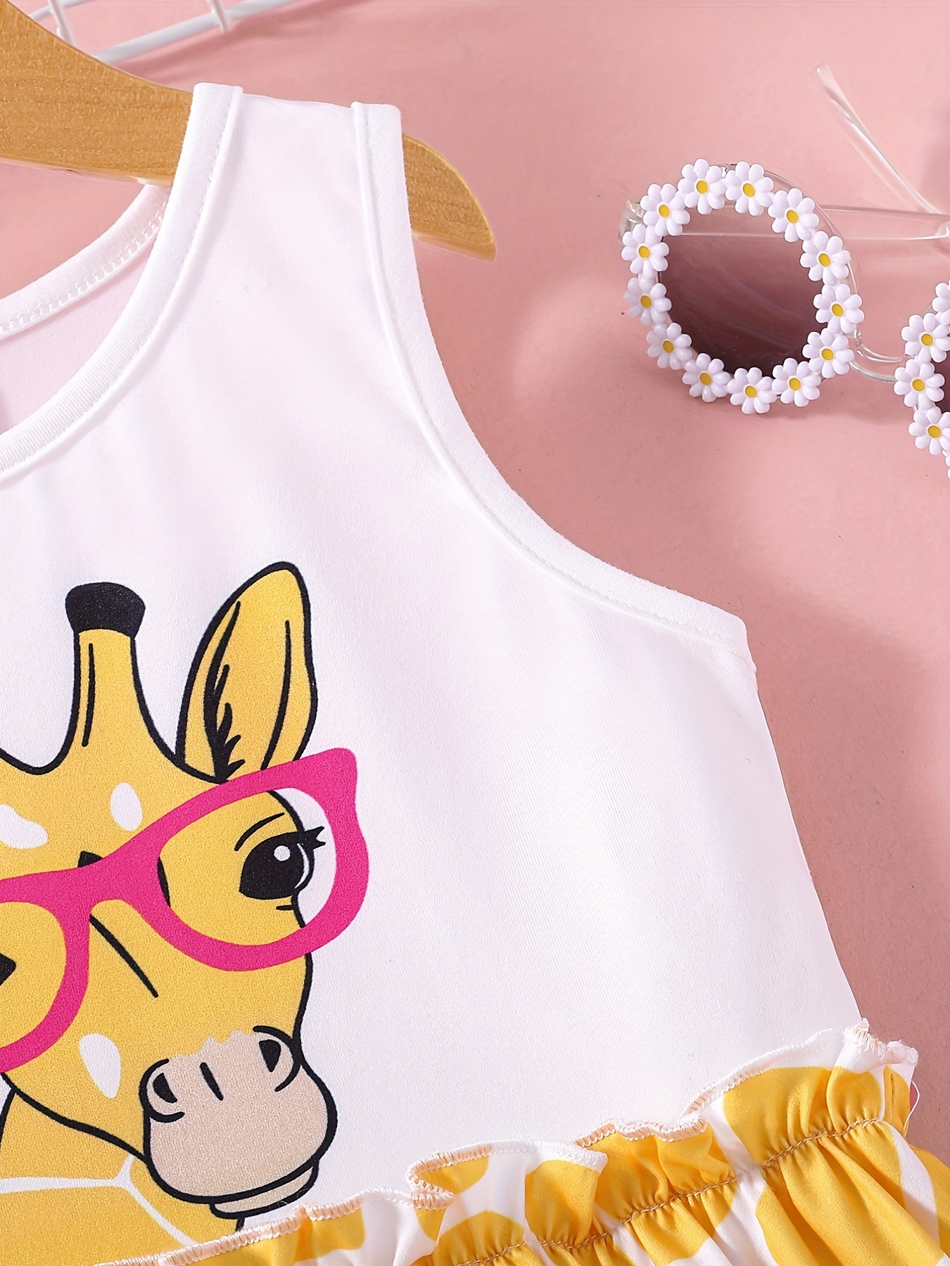 Giraffe Items for Girls Baby Girl Name Brand Clothes Bow Girls Sleeveless  Set Baby outfit Flower Print Backless Kids Tops+Shorts Girls Outfits&Set
