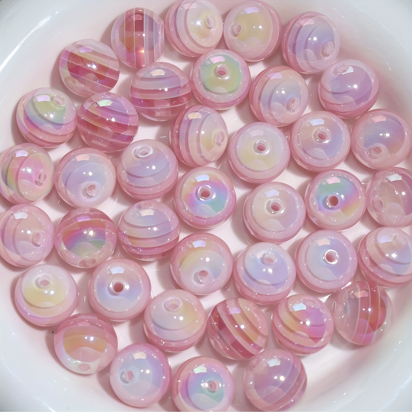 Acrylic Uv Plated Unique Beads Straight Hole Loose Beads - Temu