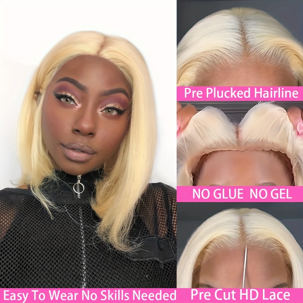 HOTLOVE 613 Wear and Go Glueless Wig Precut Lace Blonde 4x4 Closure Wigs  Human Hair Pre Plucked HD Transparent Lace 180% Density Body Wave Lace  Front