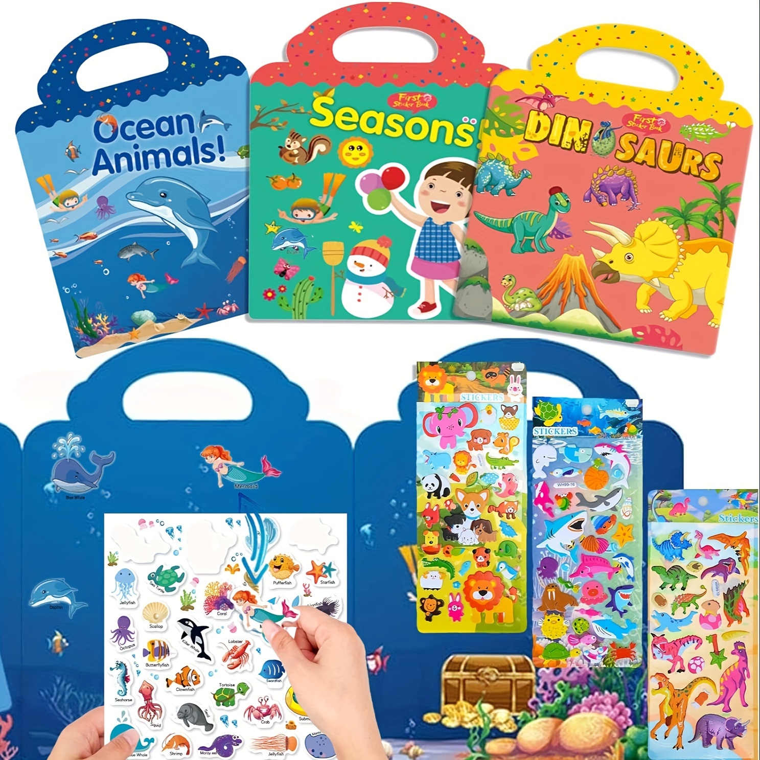 4 Pack Reusable Sticker Books Toys 3D Clear Animal Space Vehicles Dinosaur Sticker  Book Educational Learning Toy Birthday Gifts - AliExpress