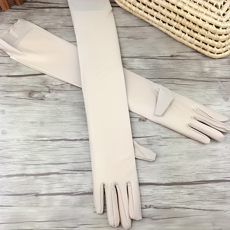 Mid-long Sunscreen Gloves Stretch Anti UV Driving Gloves Solid