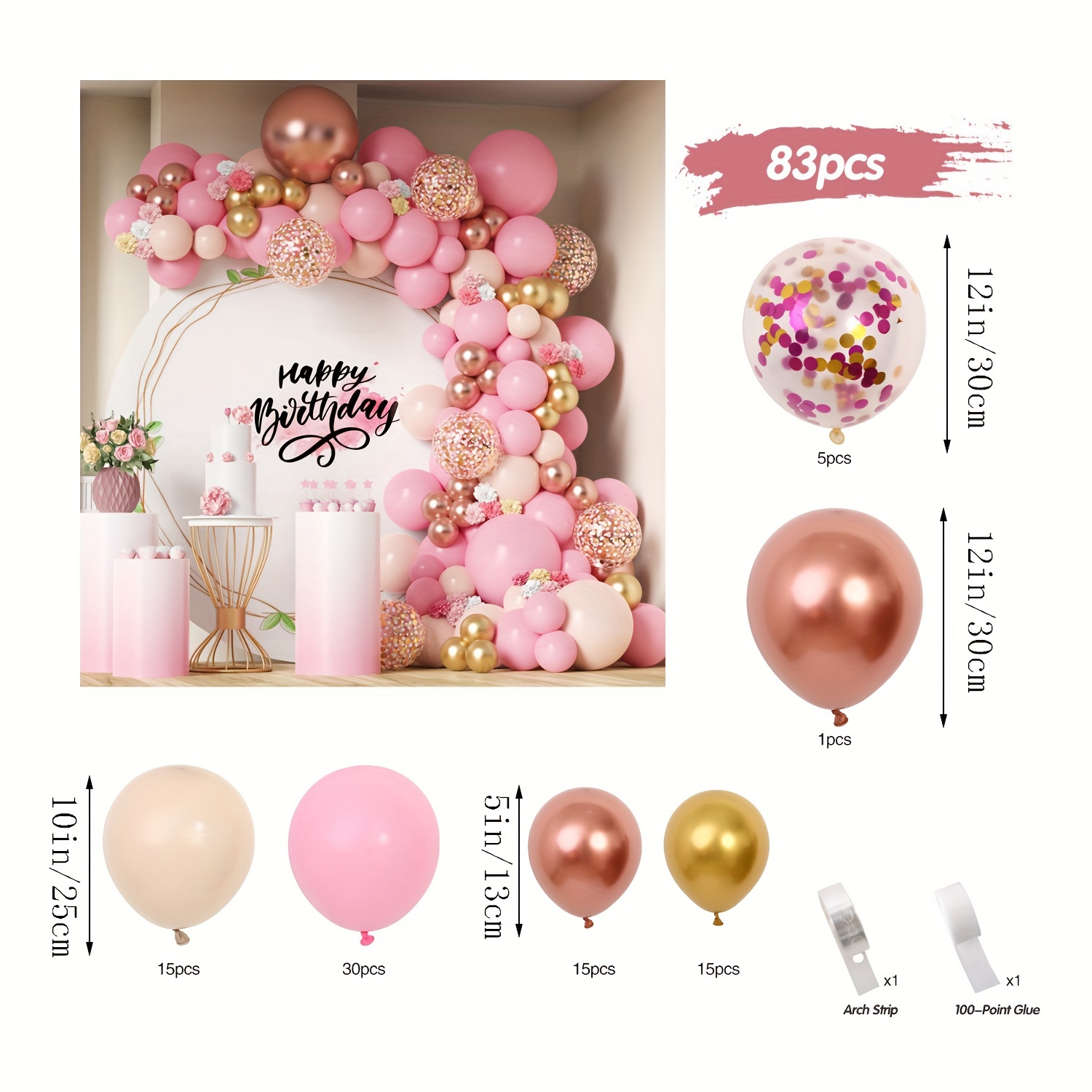  Globos de látex de 60 cumpleaños, 18 unidades, color oro rosa,  globos de látex de feliz cumpleaños 60, globos de confeti, decoraciones de  fiesta de cumpleaños 60 para mujeres y hombres