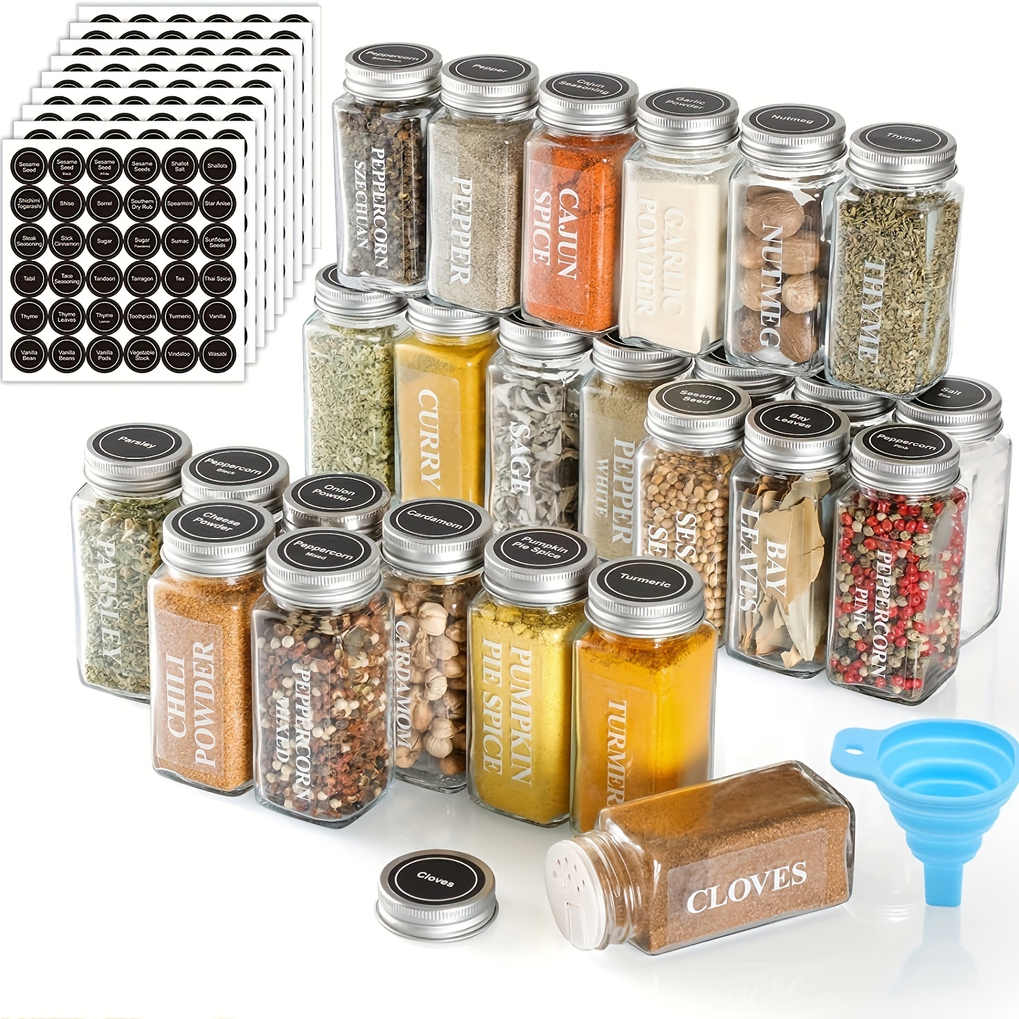 136pcs Spice Labels - Clear Spice Jar Labels Preprinted for Seasoning Herbs  Kitchen Spice Rack Organization, Water Resistant Stickers, Black and White  Script