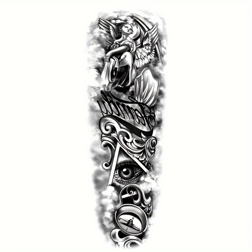 Tatuaje De Manga De Brazo Grande Boceto León Tigre Impermeable Tatuaje  Temporal Pegatina Salvaje Feroz Animal Hombres Pájaro Completo Tótem Tatuaje  Por Mart05, 1,44 €