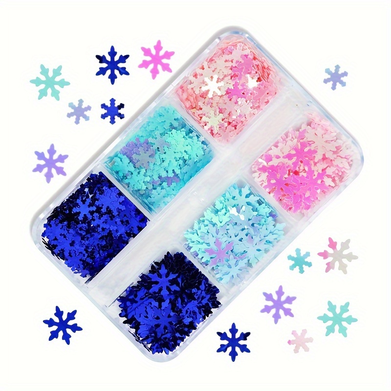 

Christmas Nail Sequins - 6-compartment Box, Holographic Sparkle For Diy Manicure, Decorations, Makeup, And Party Accessories