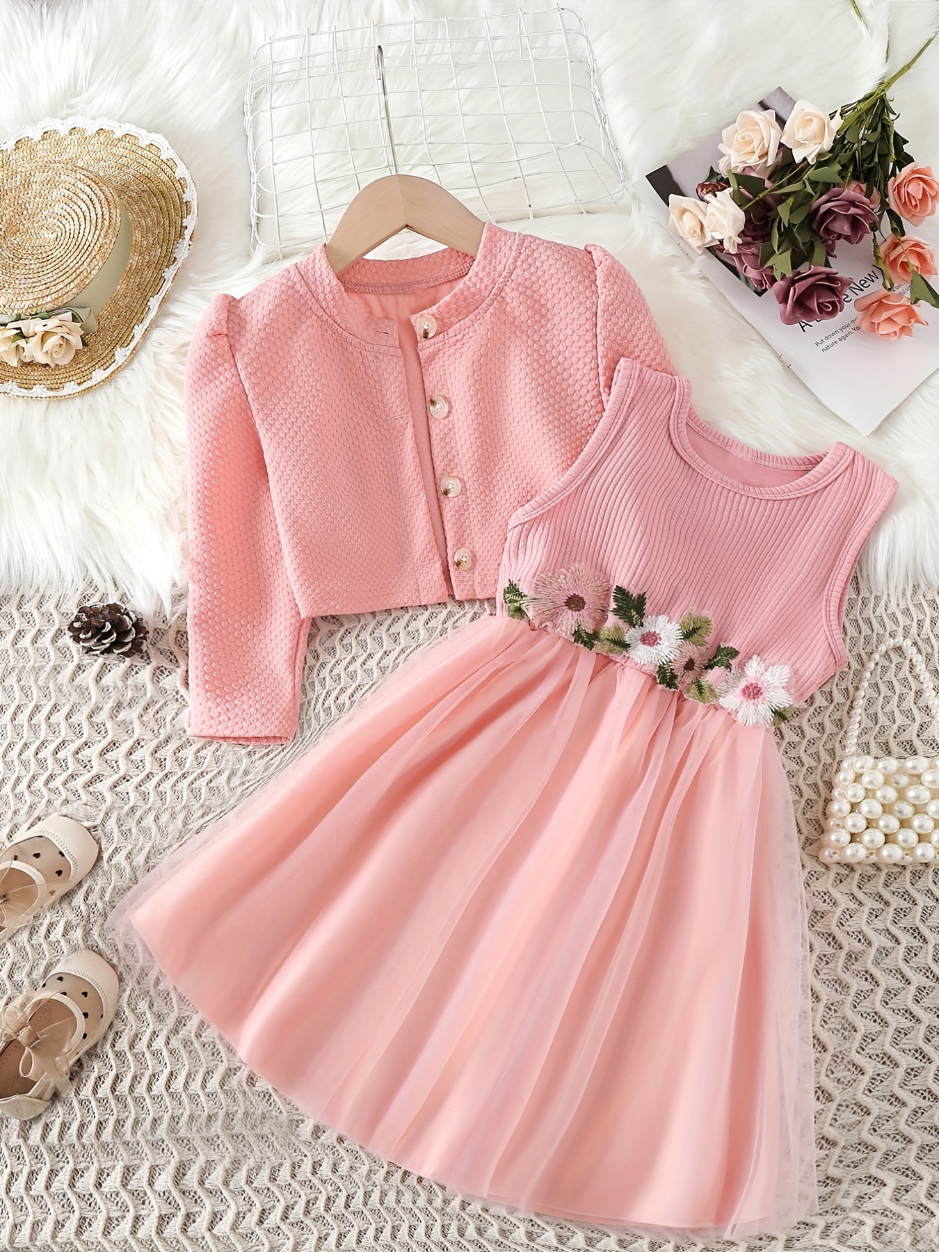 Girls Long Sleeve Jacket & Plaid Skirt Set for Party