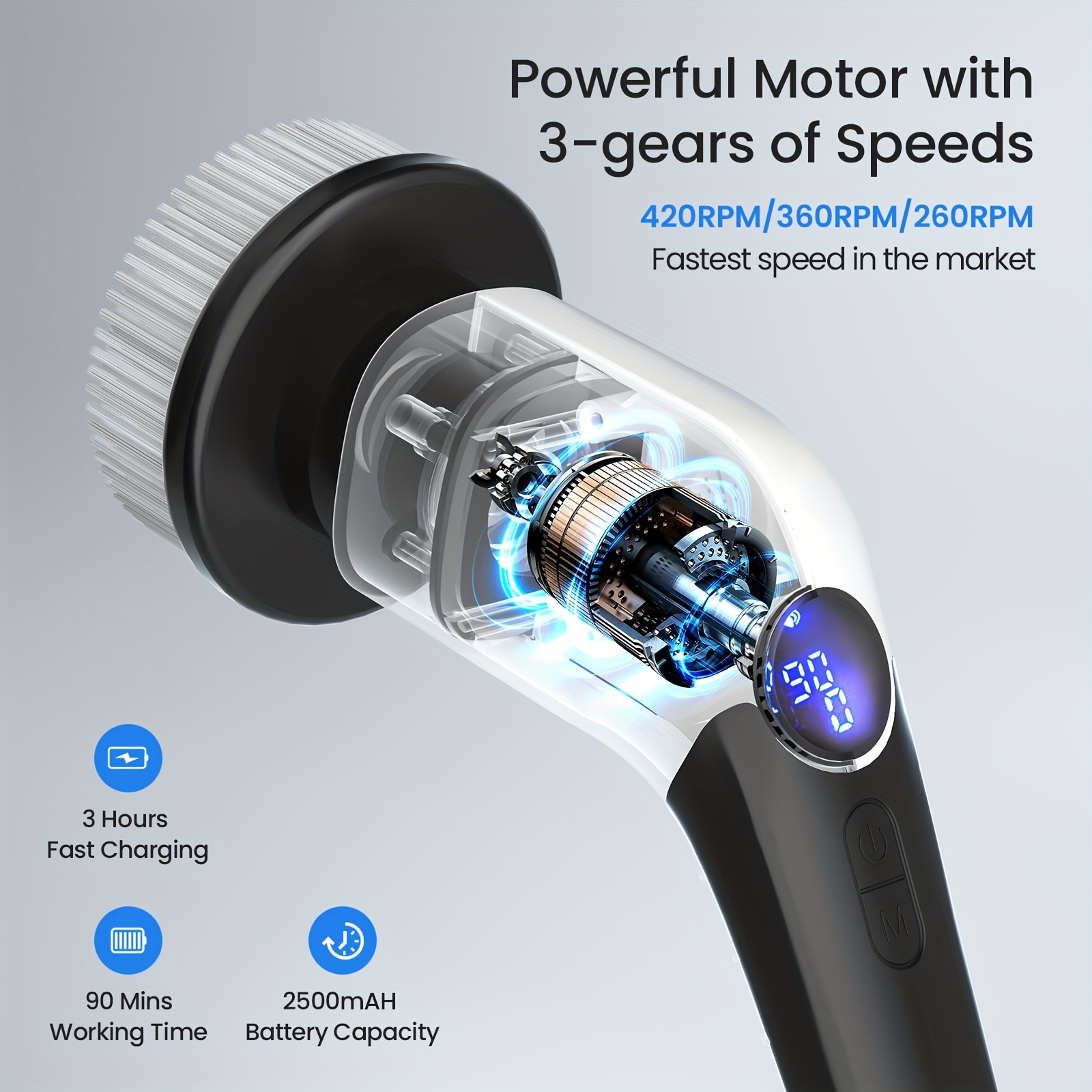 Electric Spin Scrubber, New Cordless Rechargeable Shower Scrubber