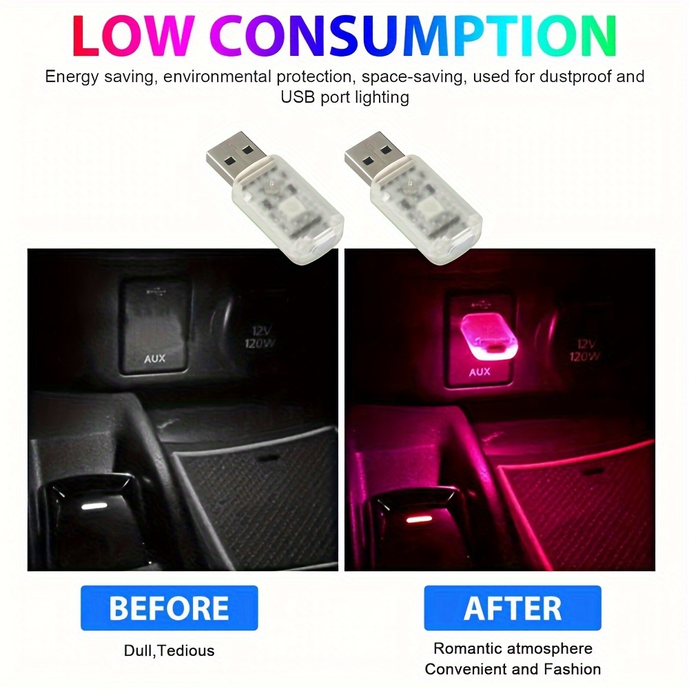 1pc mini led usb car interior light touch key atmosphere ambient lamp accessories details 5