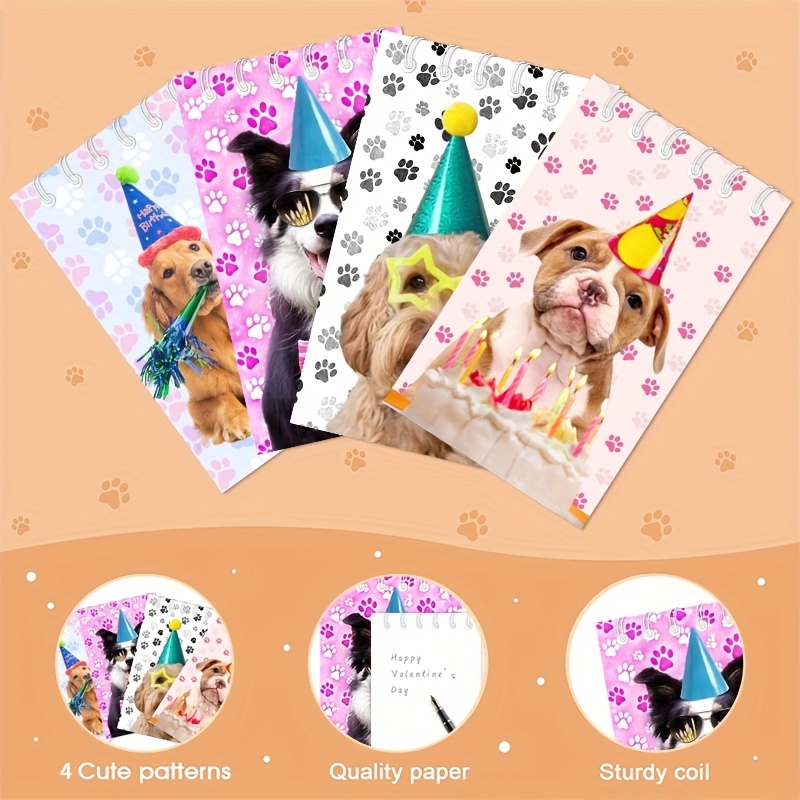 12pcs Mini Cuadernos Favores de Fiesta de Perros Lindos Cachorros Mascotas  Espirales Bolsillo Notepads Tema de Perros Animales Suministros de Fiesta d