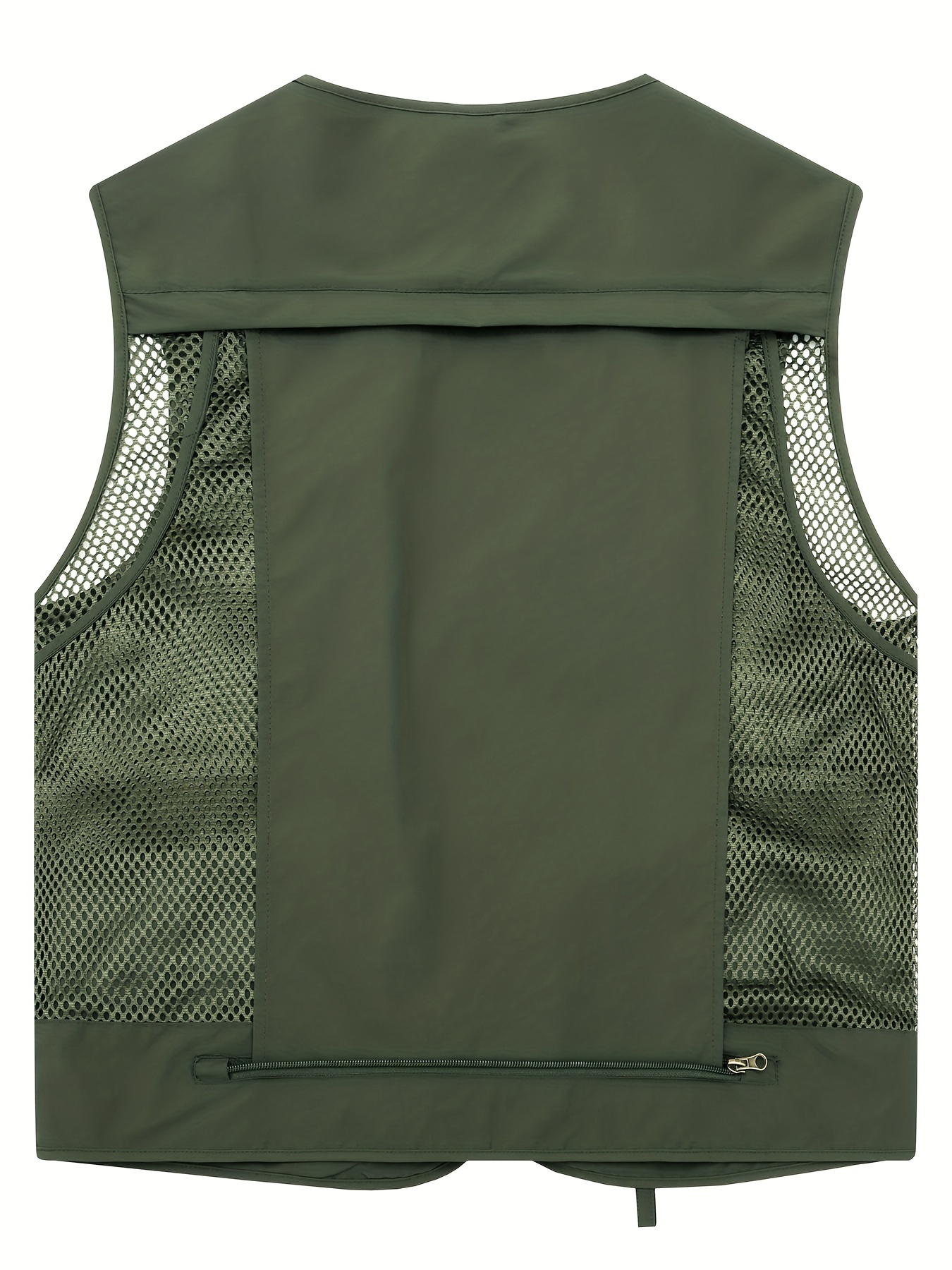 Zipper Pockets Cargo Vest, Men's Casual V Neck Zip Up Vest For Spring Summer Outdoor Fishing Photography, Lightweight Breathable Travel Vest