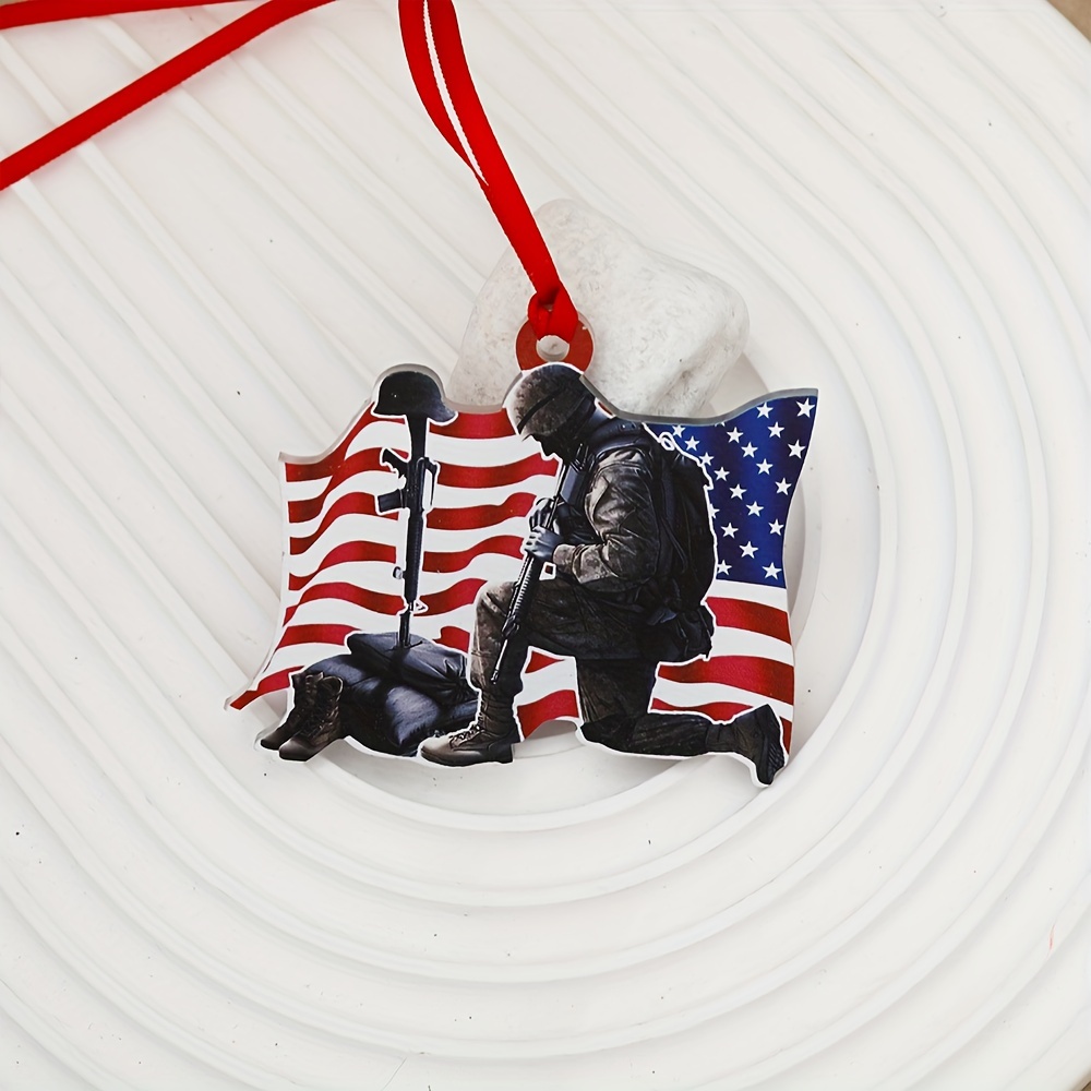 1pc, American Flag Combat Boots Acrylic Decoration Car Interior Hanging  Ornaments Christmas Tree Ornaments Gifts For Relatives Friends Necklace,  Scene