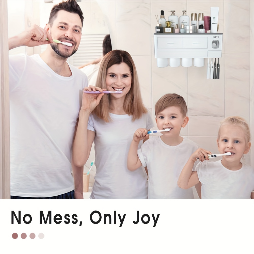 Toothbrush Holder with Gargle Cup Toothpaste Dispenser