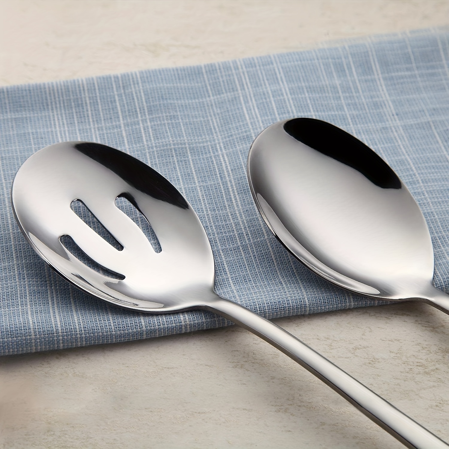 Stainless Steel Serving Spoon Set With Slotted Spoon Serving - Temu