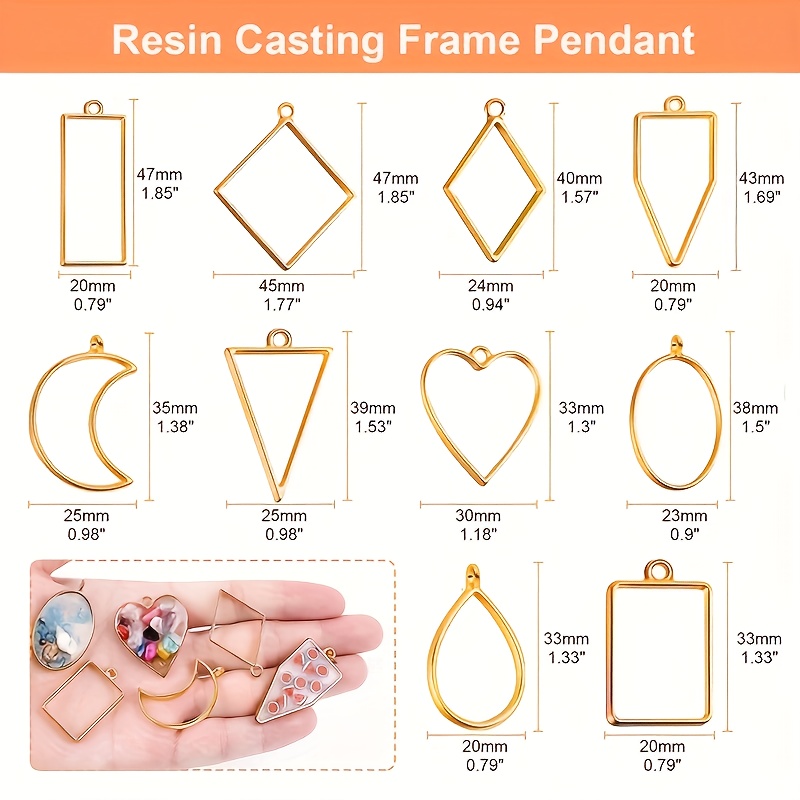 104 Pcs Hollow Mold Pendants Metal Resin Jewelry Molds Open Bezels for  Jewelry Making Assorted Geometric Pressed Flower Frame for Necklace Earring  DIY