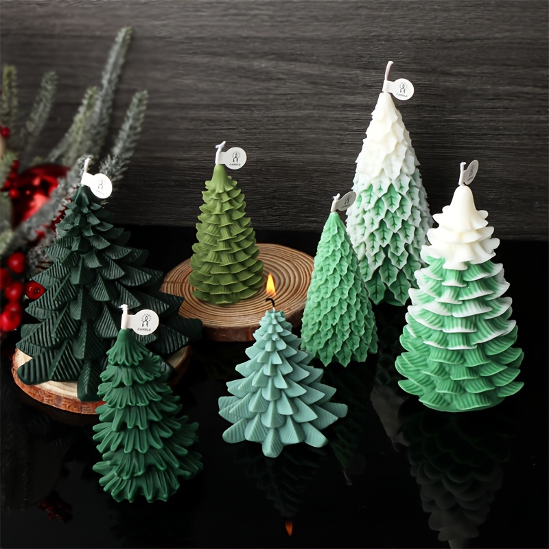 Moldes de silicona para velas de árbol de pino de Navidad, moldes