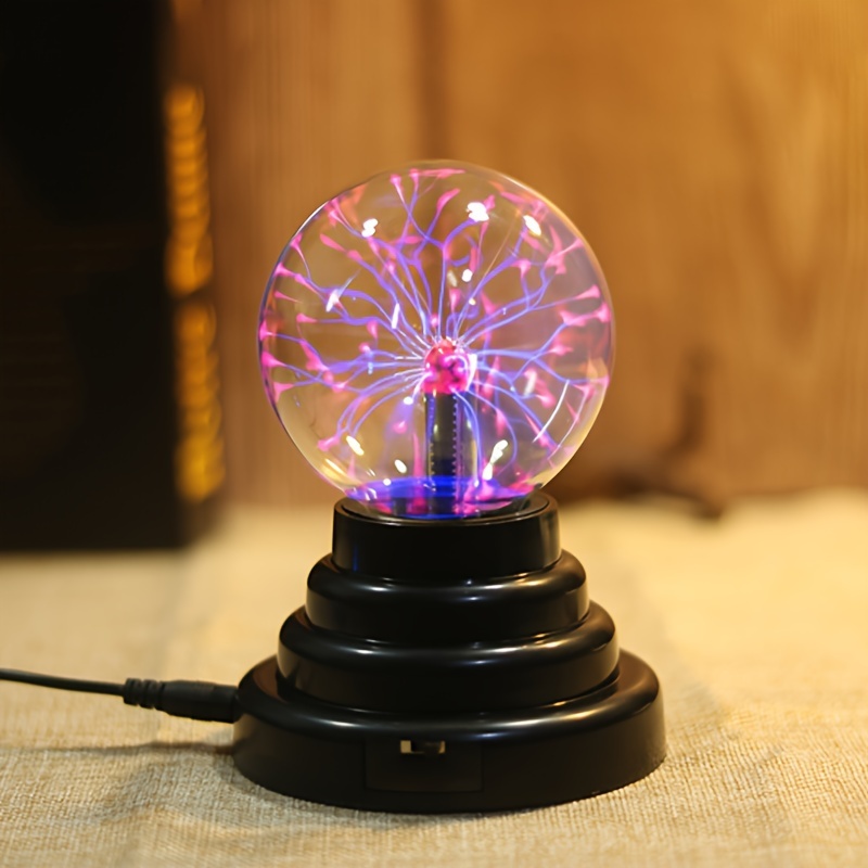 Lebbeen Bola de plasma de vidrio esfera de luz de rayo lámpara de fiesta  bola mágica luz de plasma (8.0 pulgadas)
