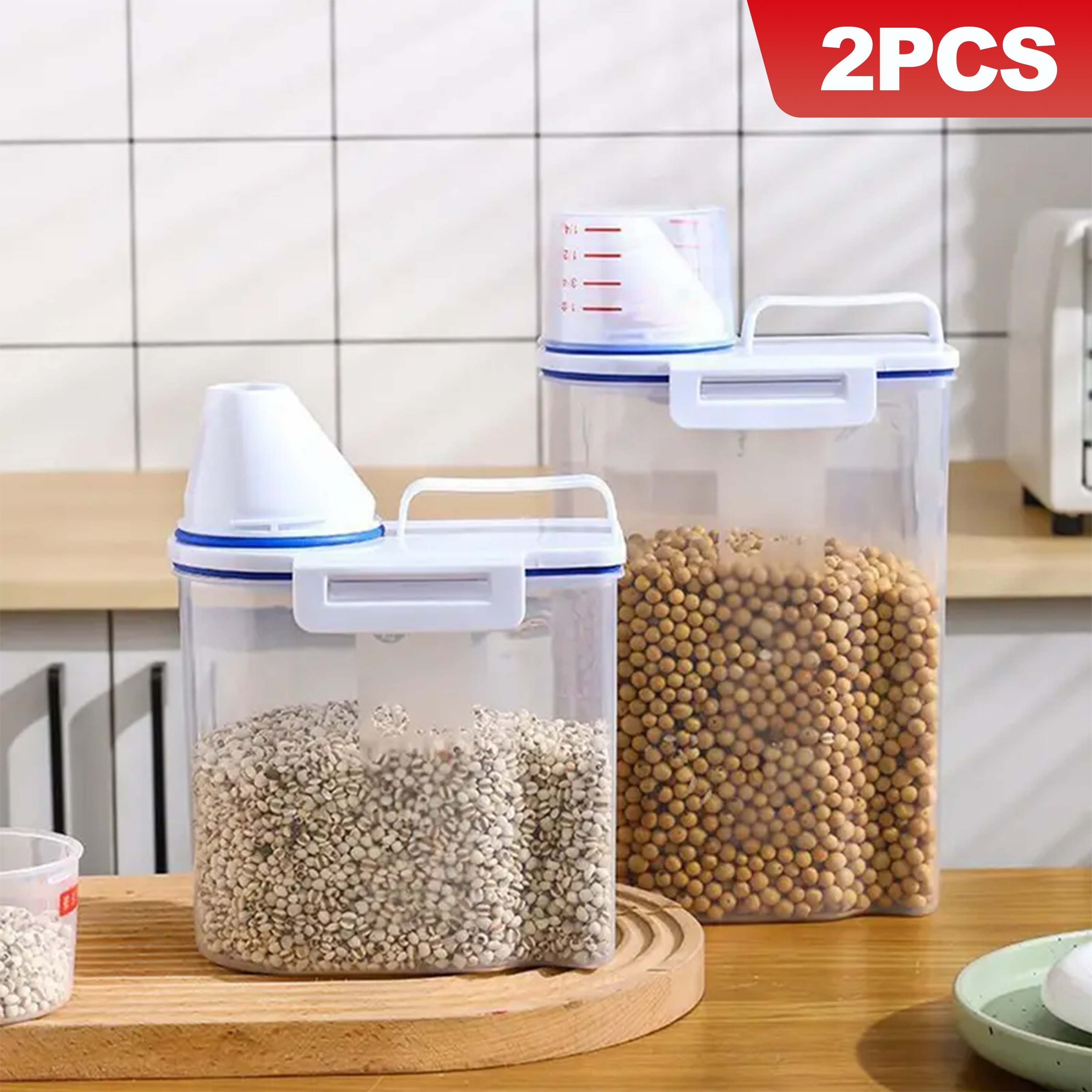 Cereal Container, Plastic Food Dispenser For Grain Cereal Flour, Airtight  Food Storage Box, Rice Container, Sealed Tank, Home Kitchen Supplies - Temu