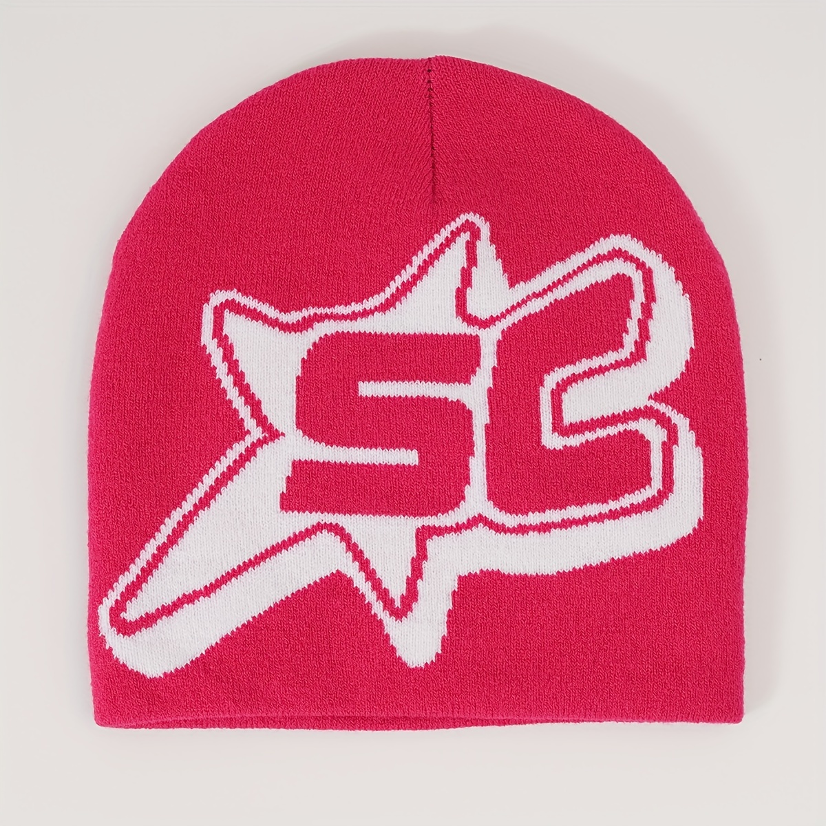 Classic Letter Jacquard Beanie Unisex Y2K Knitted Pullover Hat