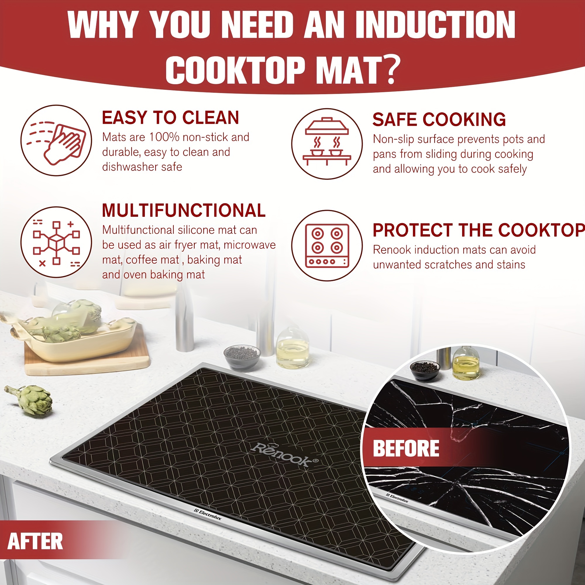 Large Induction Cooktop Protector Mat Induction Cooktop - Temu United  Kingdom
