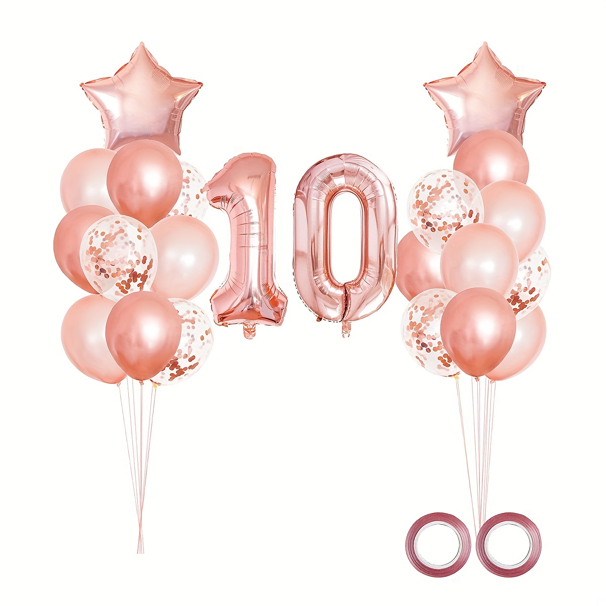 25 Piezas, Globos Mixtos De Oro Rosa, Decoraciones Para Fiesta De  Cumpleaños 10, Suministros De Decoración De Fondo De Cumpleaños Para Niña  De 10 Años
