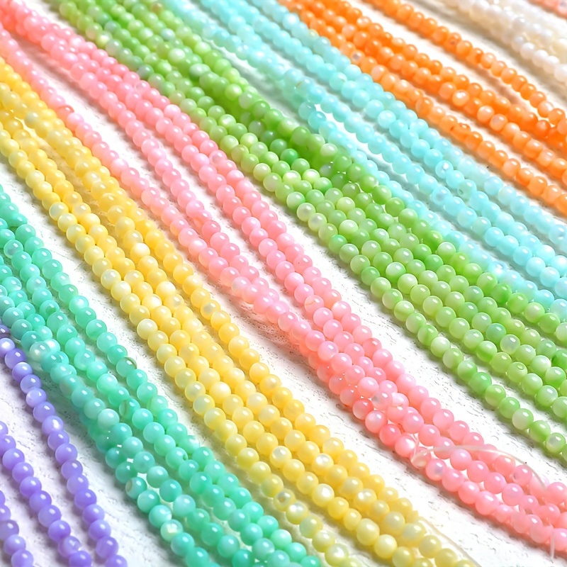 

3mm Colored Natural Stone, Natural Freshwater Shell Beads, Round Beads Loose Beads, Beaded Diy Jewelry Accessories For Bracelet Necklace Anklet (about 65pcs ) For King's Day