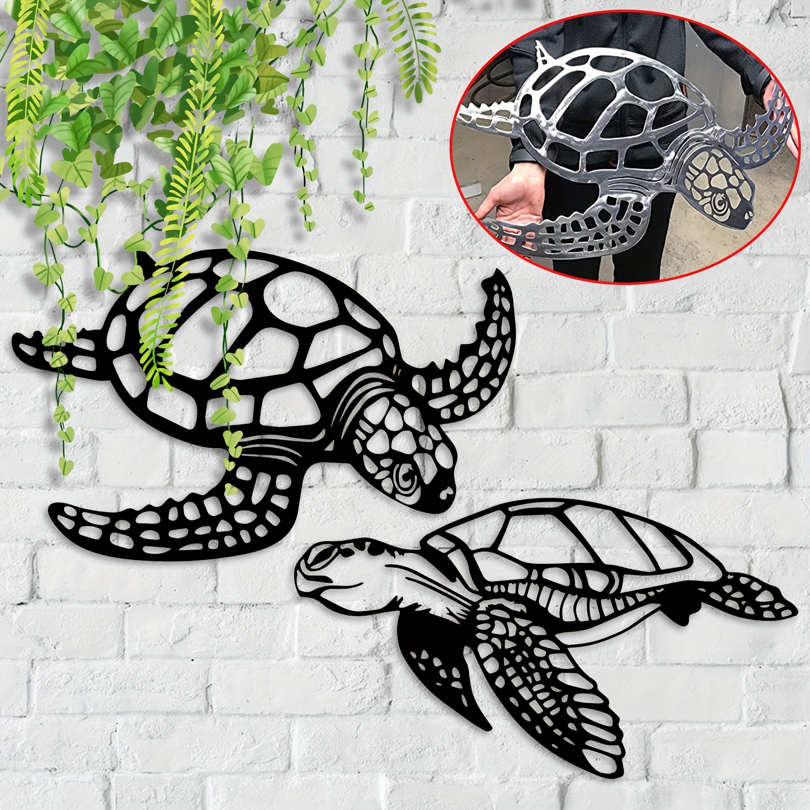 1pc Beach Theme Metal Sea Turtle Ornament - Large Wall Hanging for Living  Room and Bedroom Decor - Perfect Indoor Art Decoration