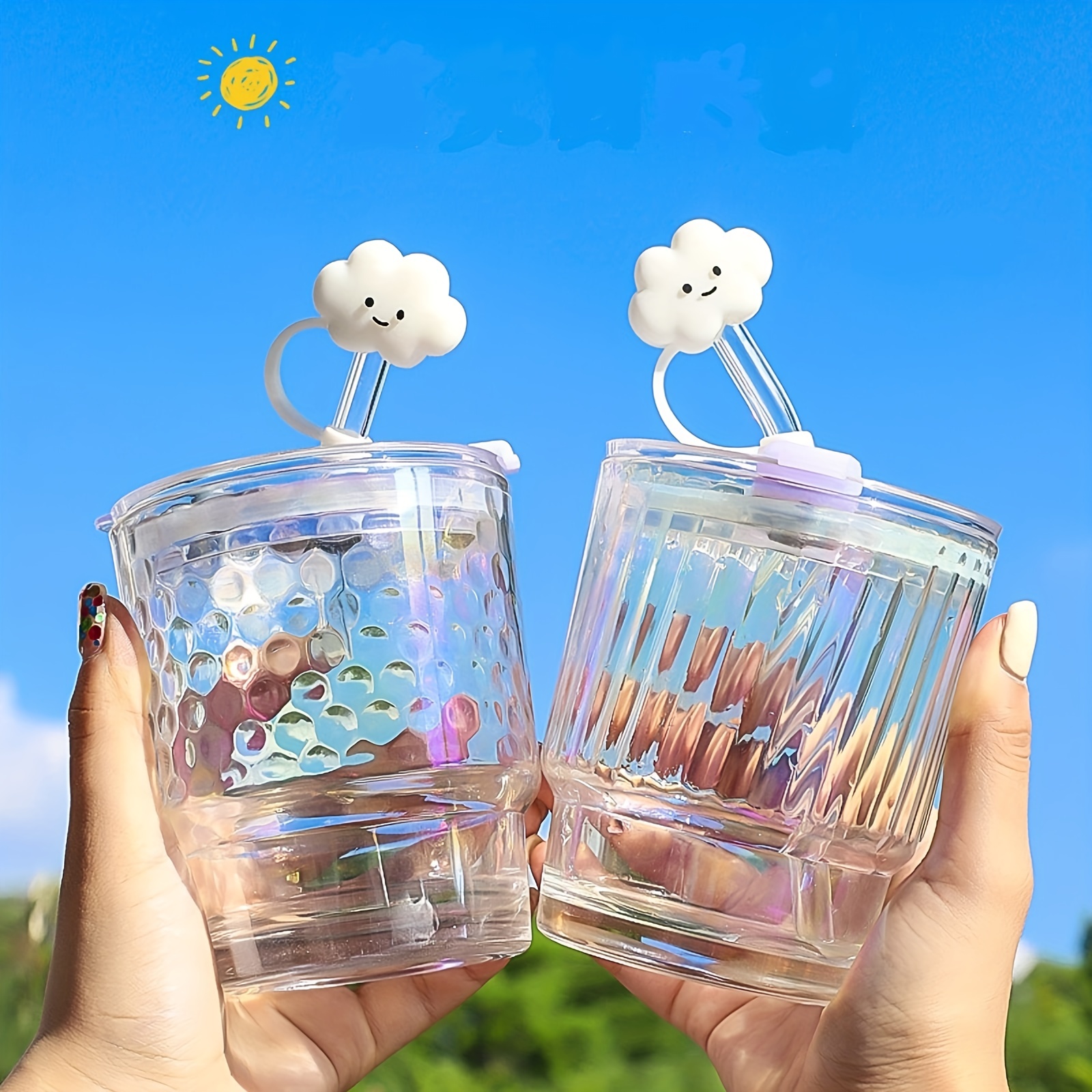 4pcs Straw Covers Cap Silicone Straw Tips Cover Cute Drinking Straw Plugs Straw Tips Lids Straw Toppers Straw Protector Cover for Tumblers Reusable
