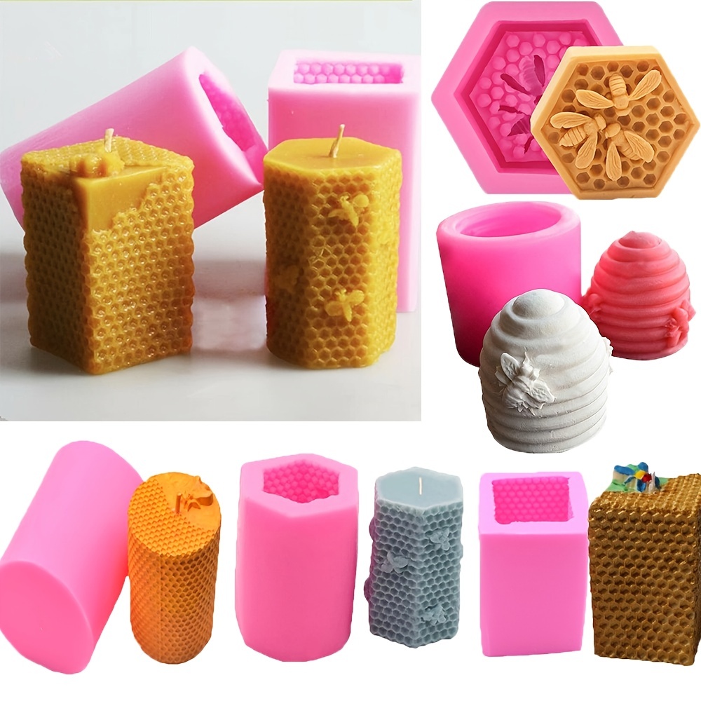 Candle Molds 3D Bee Honeycomb Beehive Silicone Mould for Homemade Beeswax  Soap Crayon Wax Melt Hives Candle Making Supplie