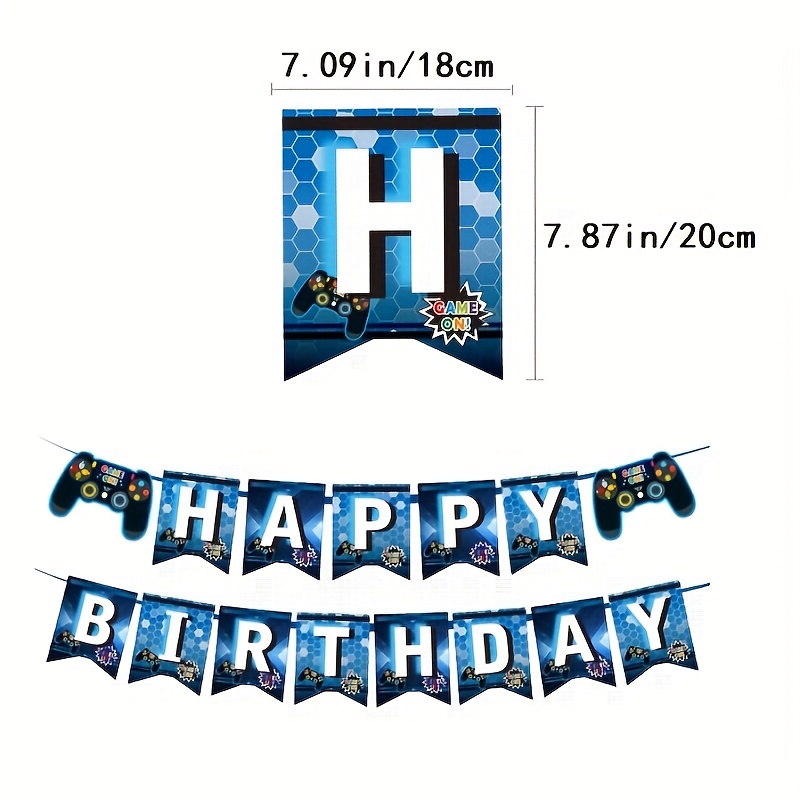 Fun Game Themed Birthday Party Balloon Set Gamepad Pull Flag - Temu