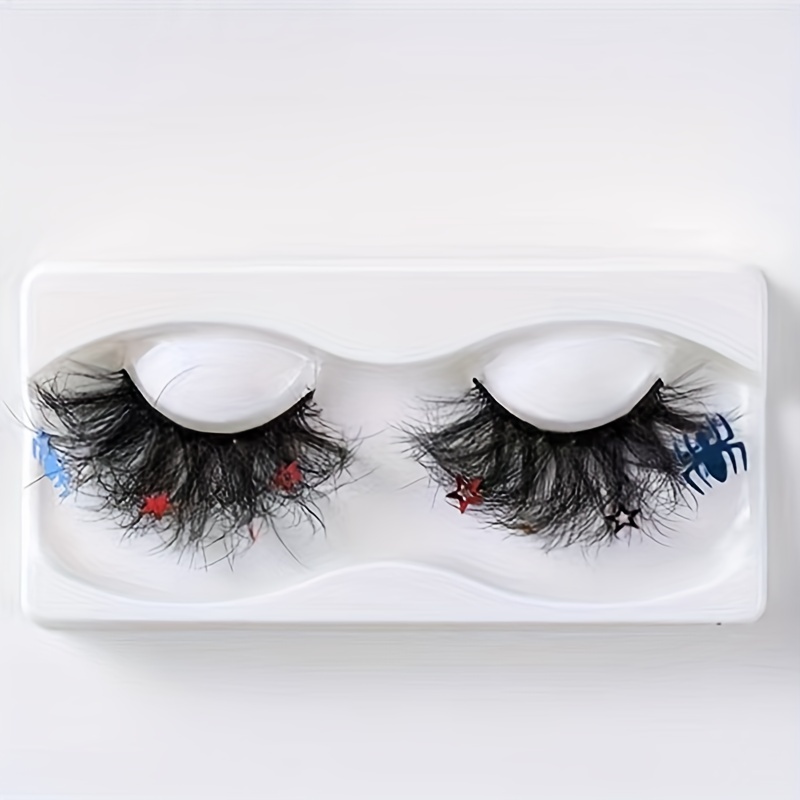 Spider Halloween False Eyelashes Sparkly Stars Spider Sequins Natural Style