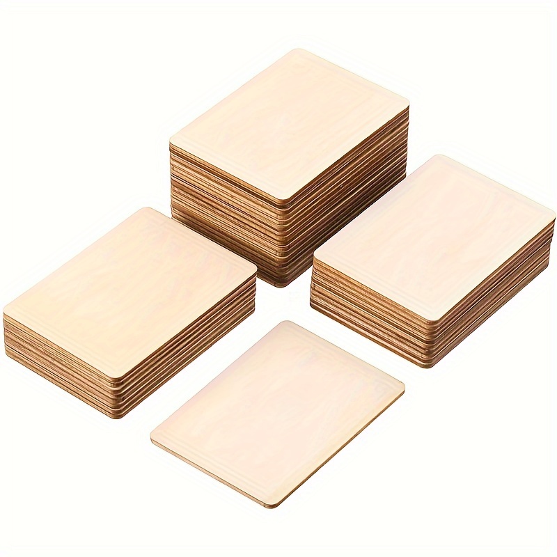 100pcs Unfinished Squares Blank Wooden Pieces Wooden Square Cutouts Wood  Slices In Different Sizes for DIY Arts Craft Project