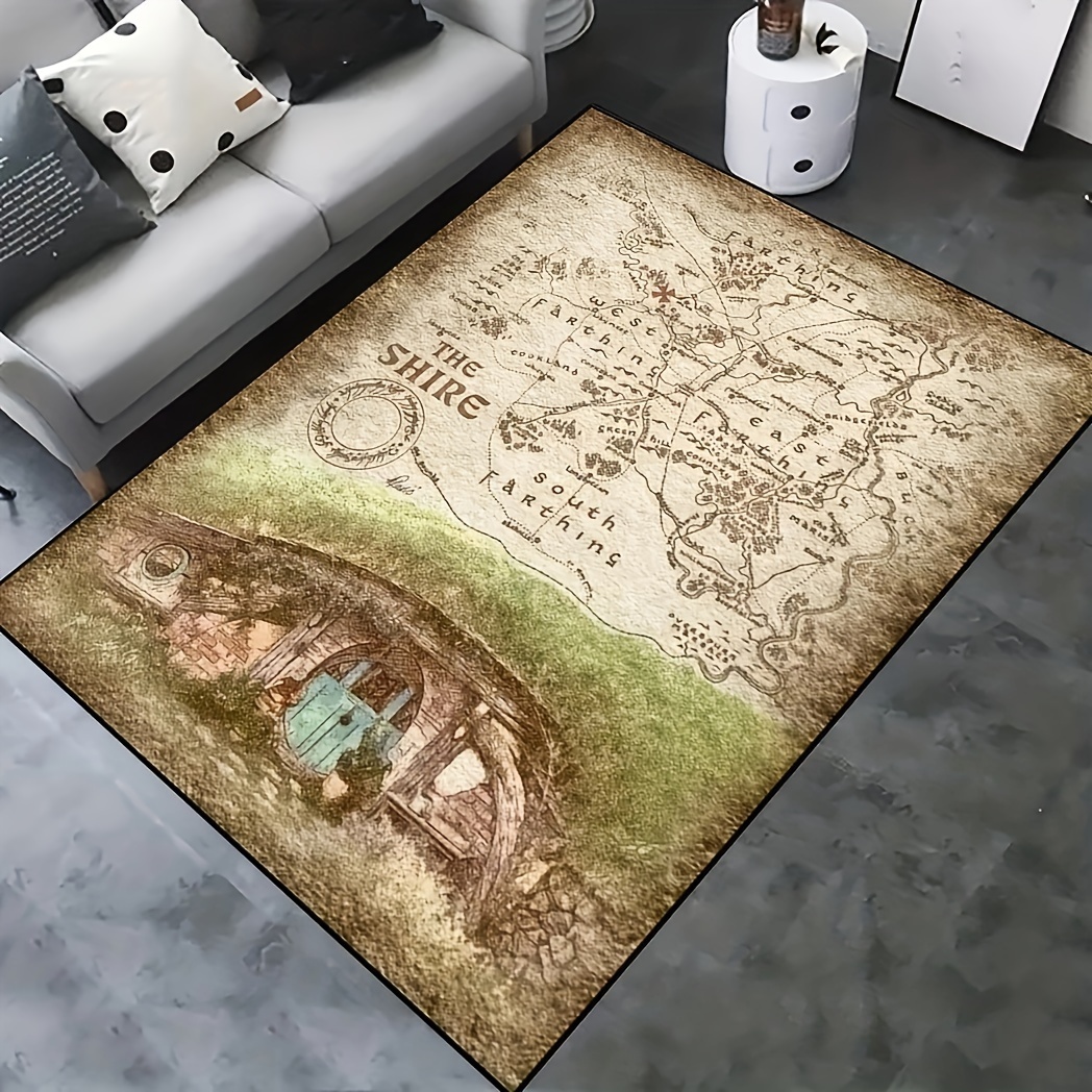 Rustic World Map Area Rugs, Maps, Rug Decorative Floor Mat, Map