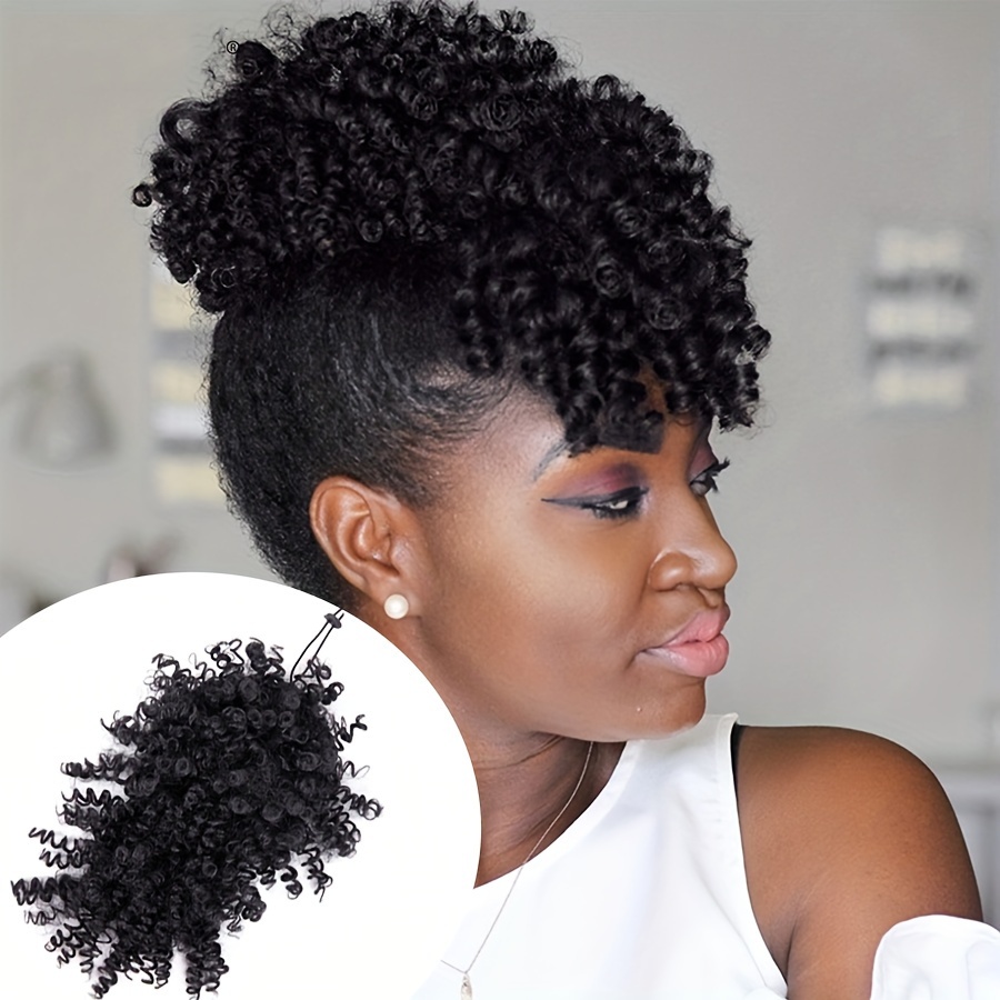 

Afro Puff Drawstring Ponytail With Bangs Synthetic Ponytail Hair Clip In Bangs Hair Extensions Updo Hairpieces For Women