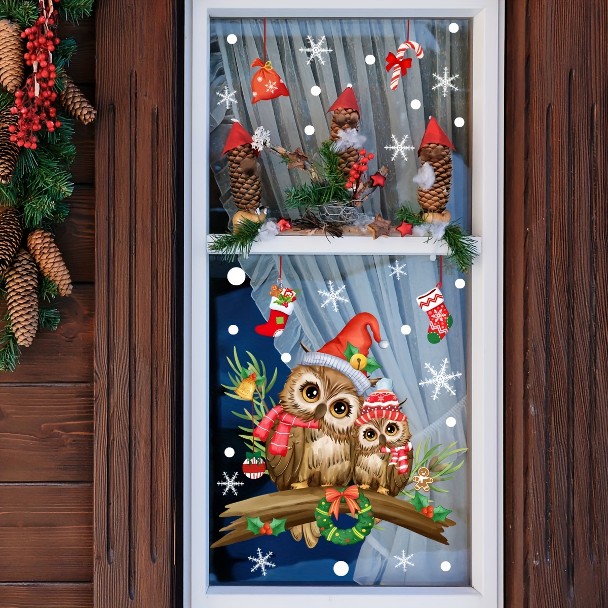 1pc Ramo Albero Natale Cartone Animato Gufo Natale Adesivi - Temu Italy