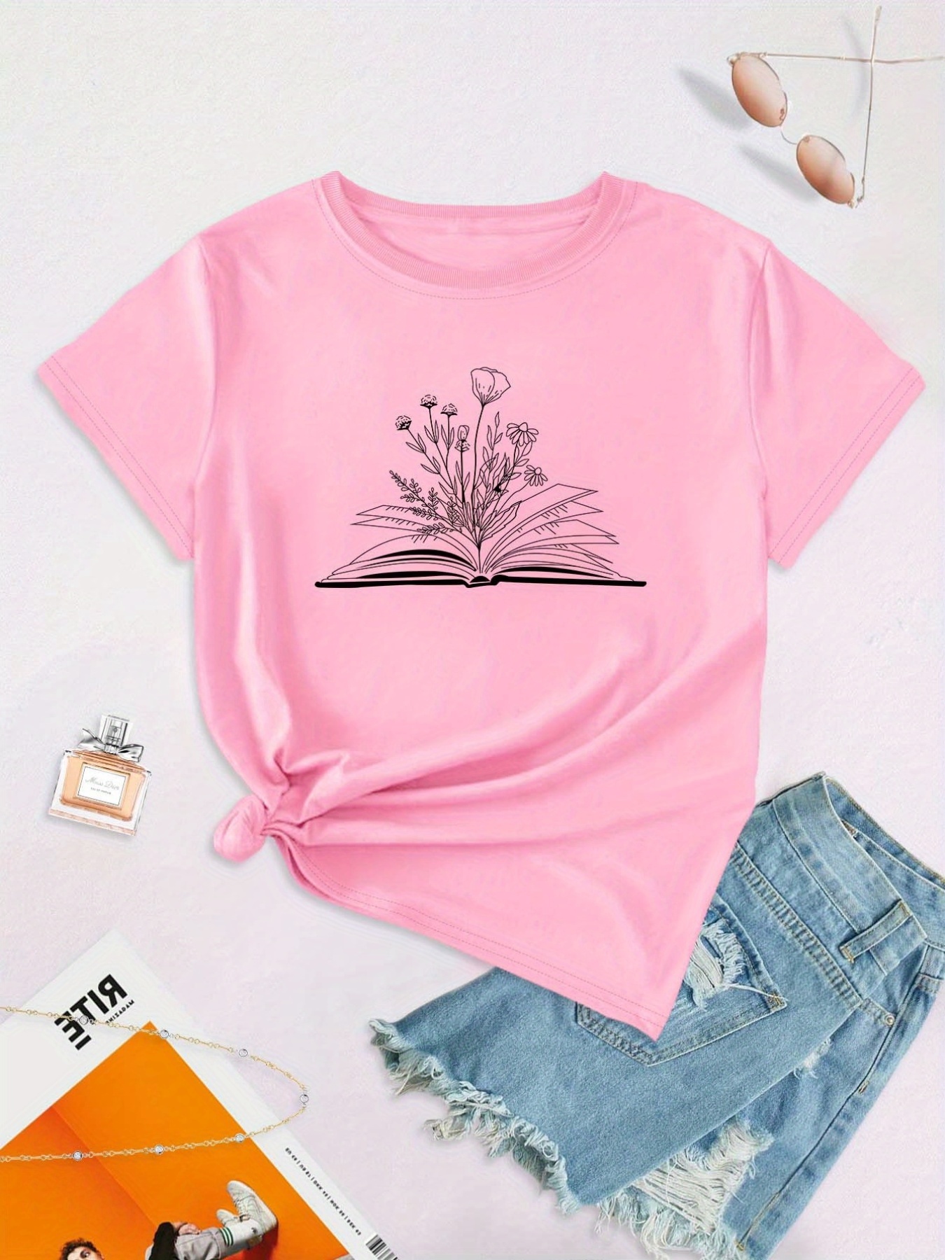 Pastel pink best sale t shirt womens