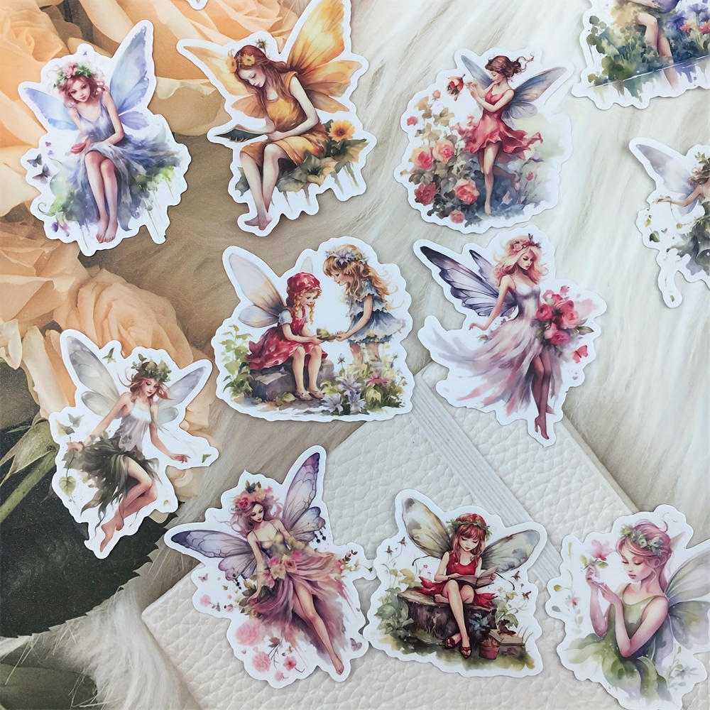 New Retro Sticker Decoration Cute Flower Fairy Elf Material - Temu