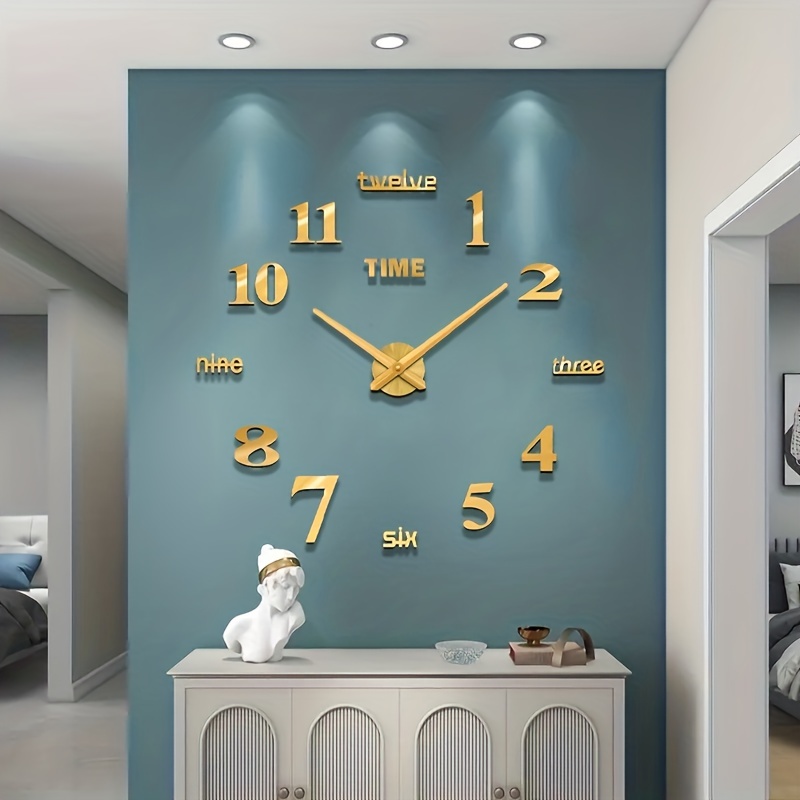 Relojes de pared grandes sin marco 3D con superficie de espejo, diseño  moderno para sala de estar, dormitorio, oficina, habitación de niños,  hotel