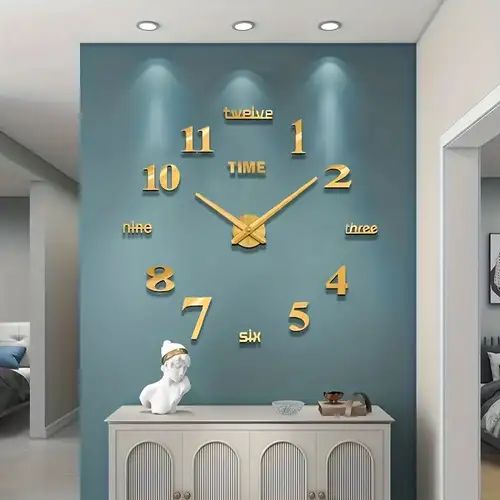 LOZMOM - Relojes de pared 3D sin marco, gran superficie de espejo,  calcomanías decorativas para sala de estar, dormitorio, oficina y  decoración del