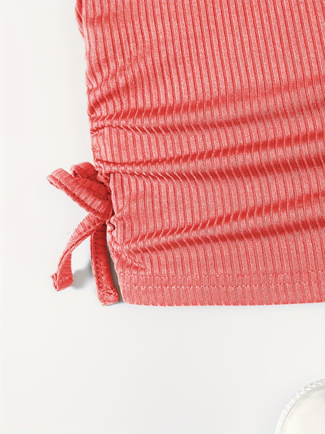 Girl's Drawstring Side Ruched Sleeveless Ribbed Knit Crop - Temu