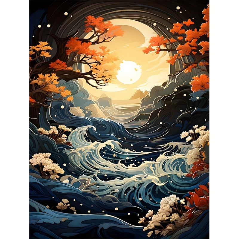 

1pc Sunset Waves 30*40cm/11.8*15.75in Diy 5d Diamond Painting Set Full Diamond Diamond Art Full Diamond Craft Used For Wall Decoration Beginner Adult Gift