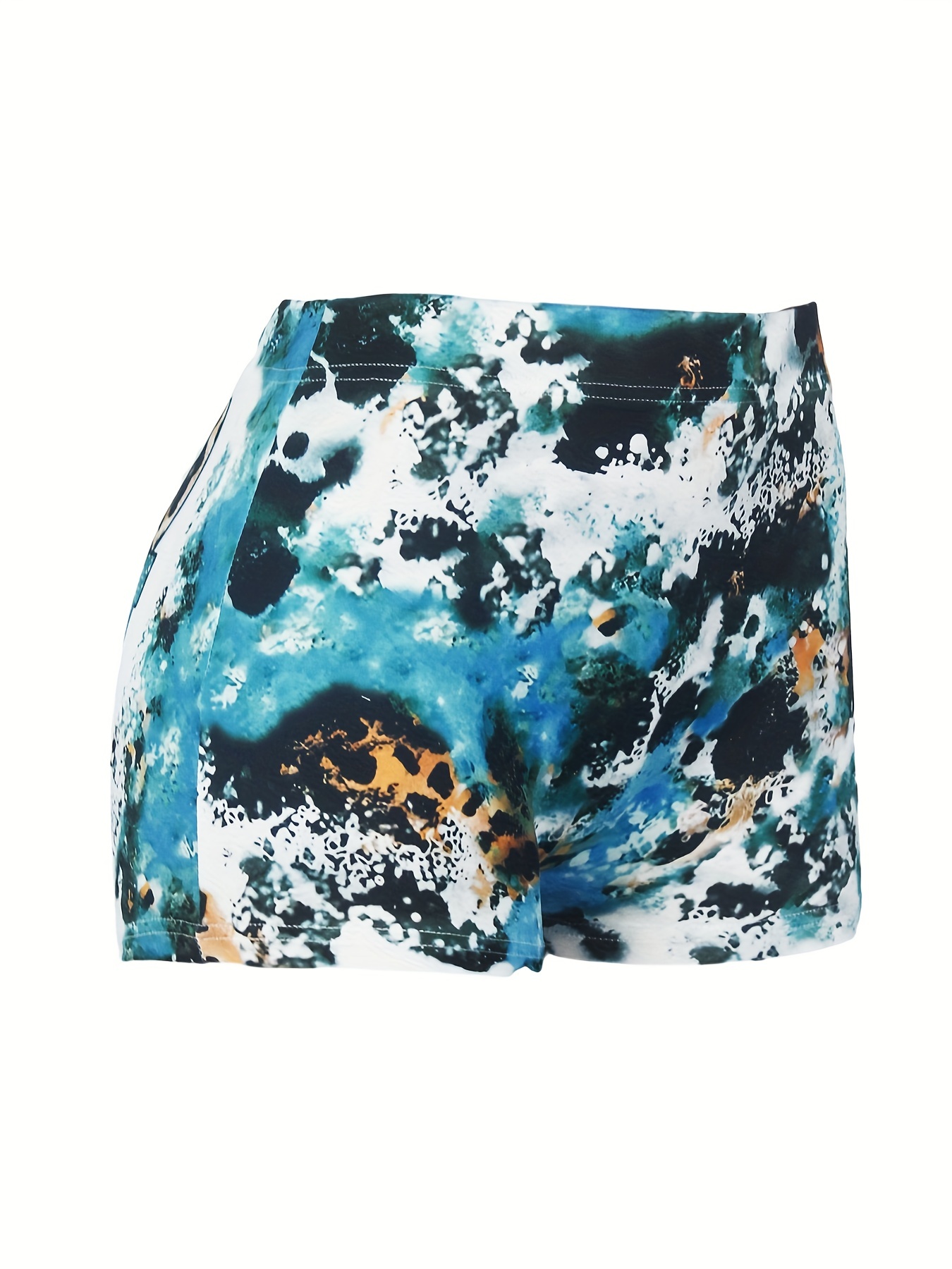 Women's Plus Size Glitter Letter Print Tie Dye Elastic High Rise Medium Stretch Shorts