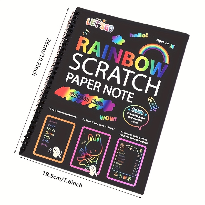 Rainbow Scratch Painting Art Drawing Pad Set, 3 with Design, 3